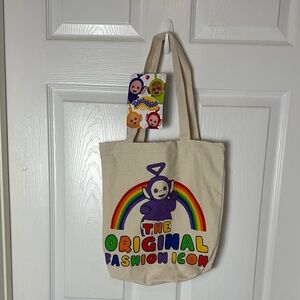 Kids Canvas Tote Bag - Cream with Multicolor Design